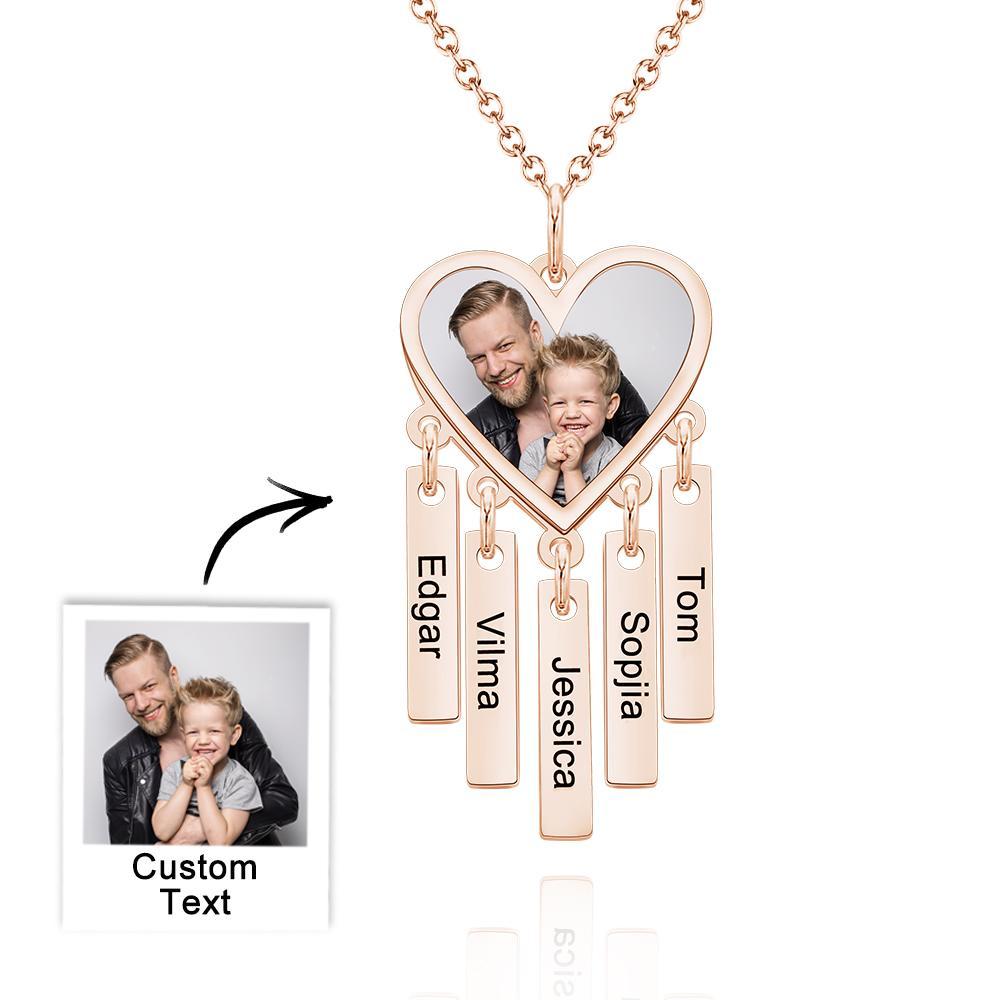 Custom Photo Engraved Necklace Heart Shaped Optional Pendant Necklace - soufeelus