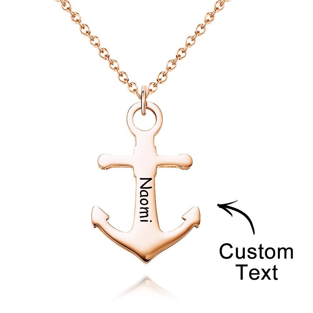 Custom Engraved Necklace Personalized Anchor Necklace Gift for Women - soufeelus