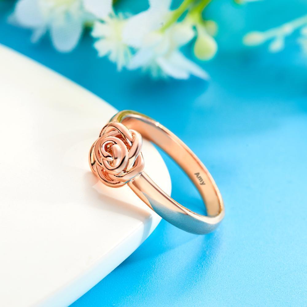 Custom Engraved Ring Rose Ring Gift for Women