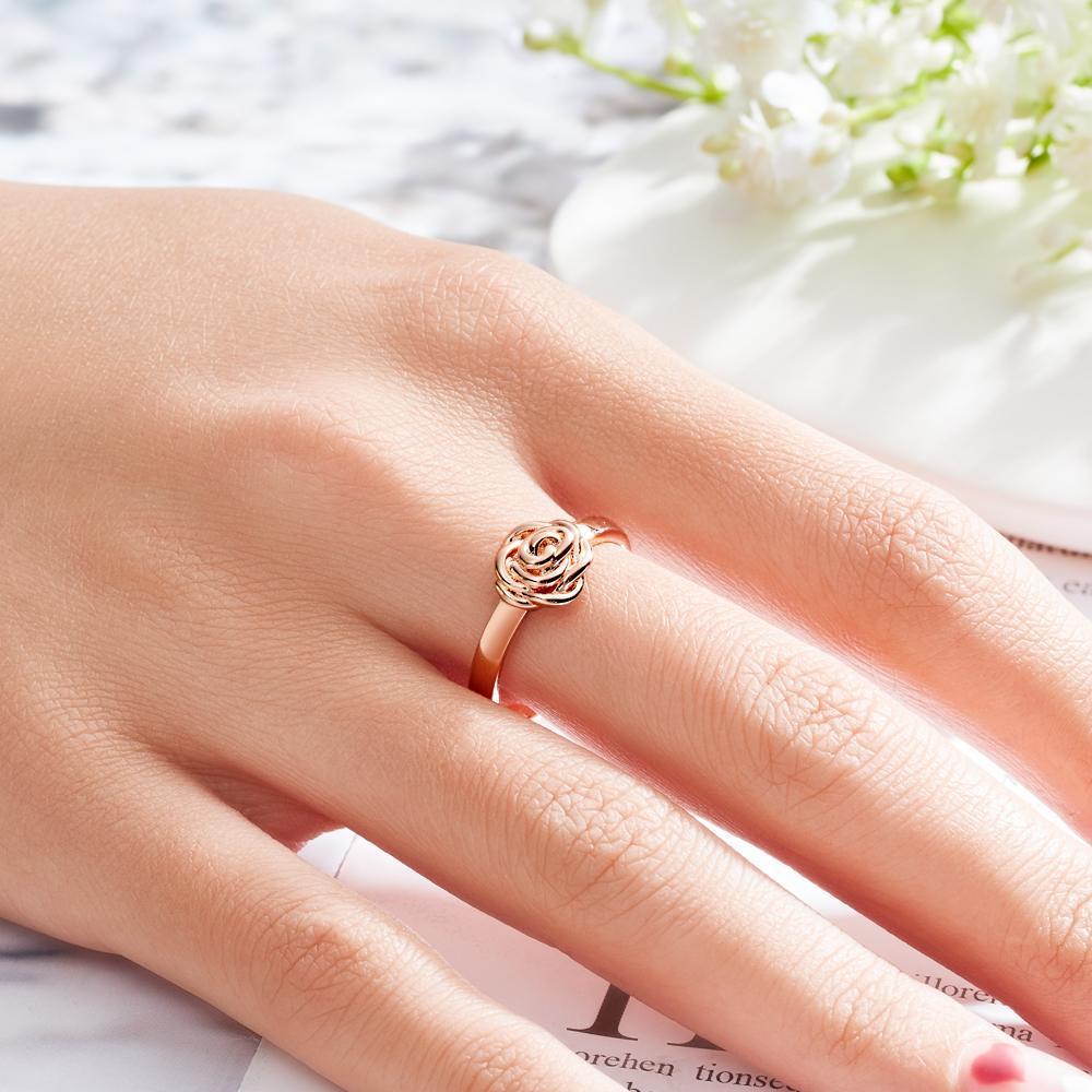 Custom Engraved Ring Rose Ring Gift for Women