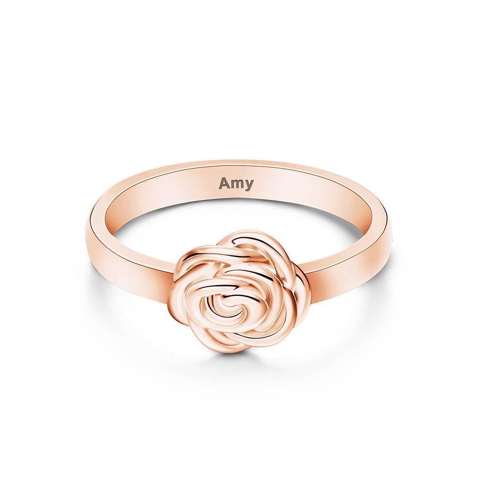 Custom Engraved Ring Rose Ring Gift for Women