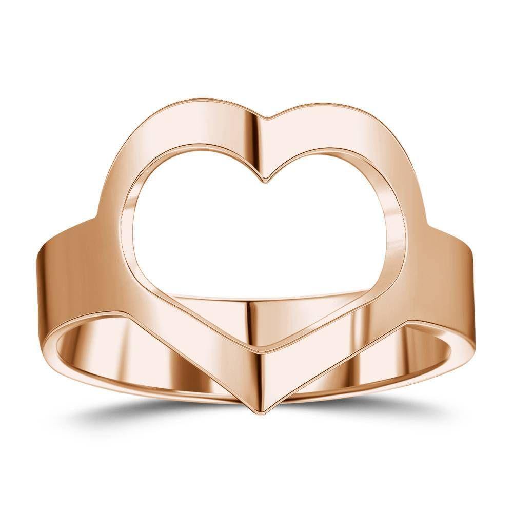 Custom Engraved Ring, Name Ring with Cute Heart Rose Gold Plated