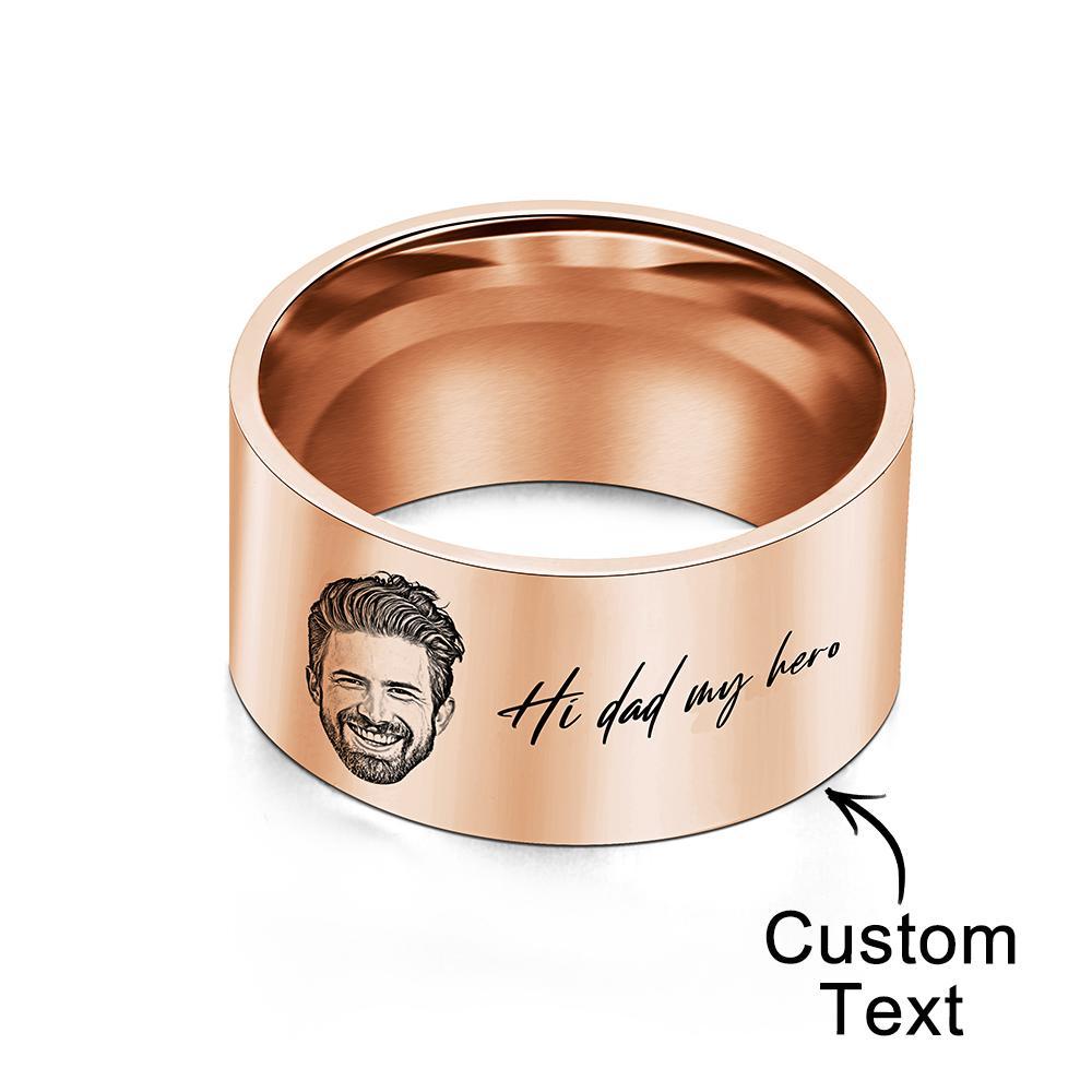 Custom Men's Ring Personalized Photo Ring With Engraved Words Perfect Gift For Daddy On Father's Day - soufeelus