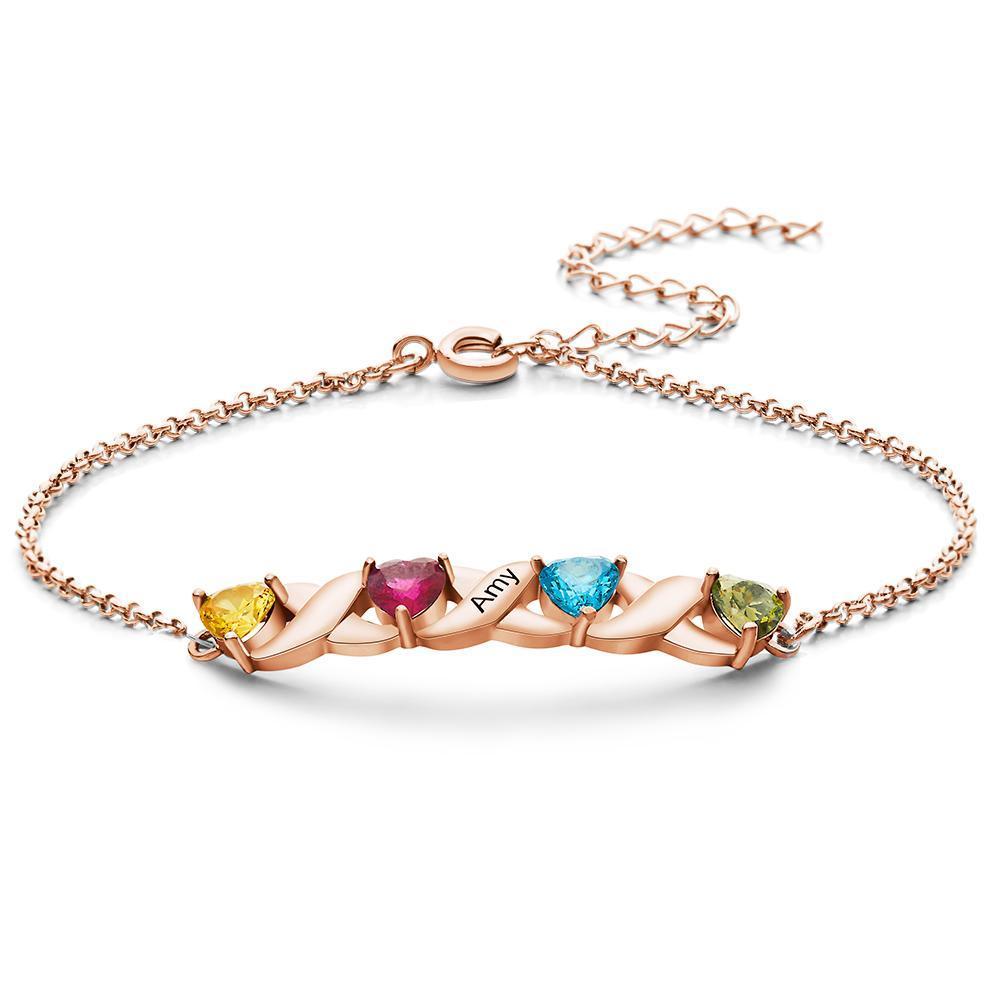 Custom Engraved Bracelet Heart-shaped Diamond Bracelet Gifts for Women