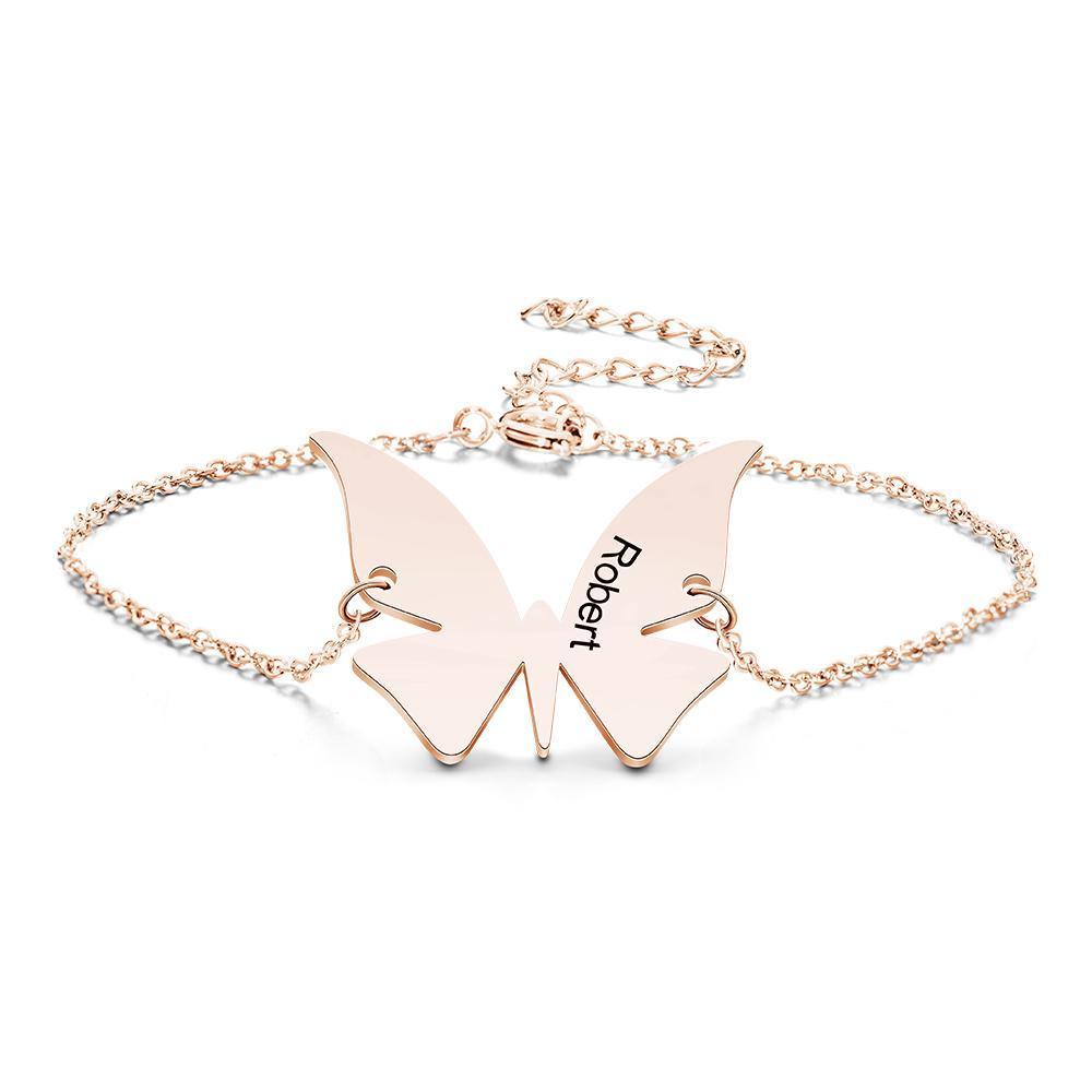Custom Engraved Modern Butterfly Bracelet Gift for Her