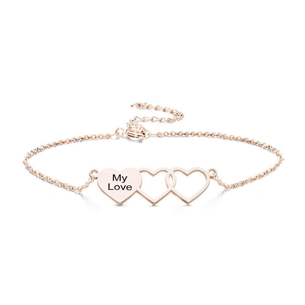 Custom Engraved Name Bracelets Heart Friendship Bracelets Gifts for Sister