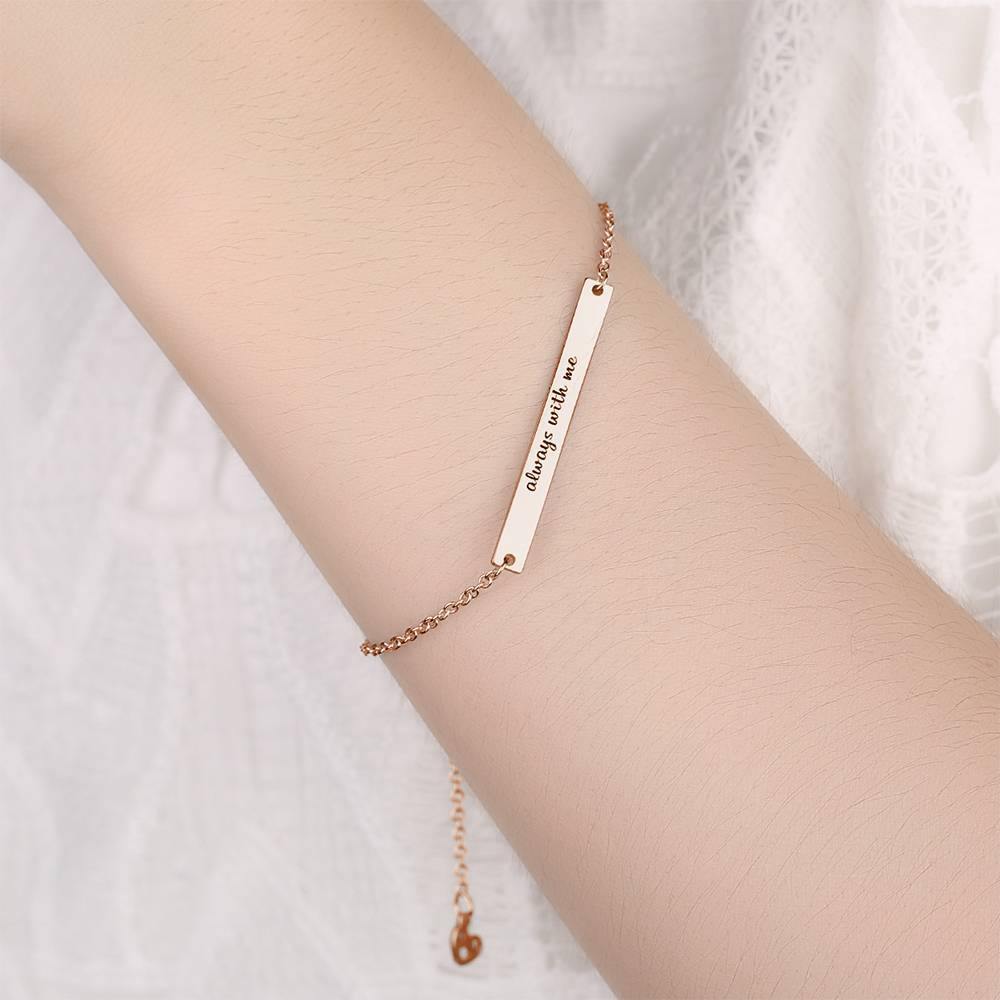 Custom Engraved Bar Bracelet, Bridesmaid Gift Rose Gold Plated - Rose Gold - soufeelus