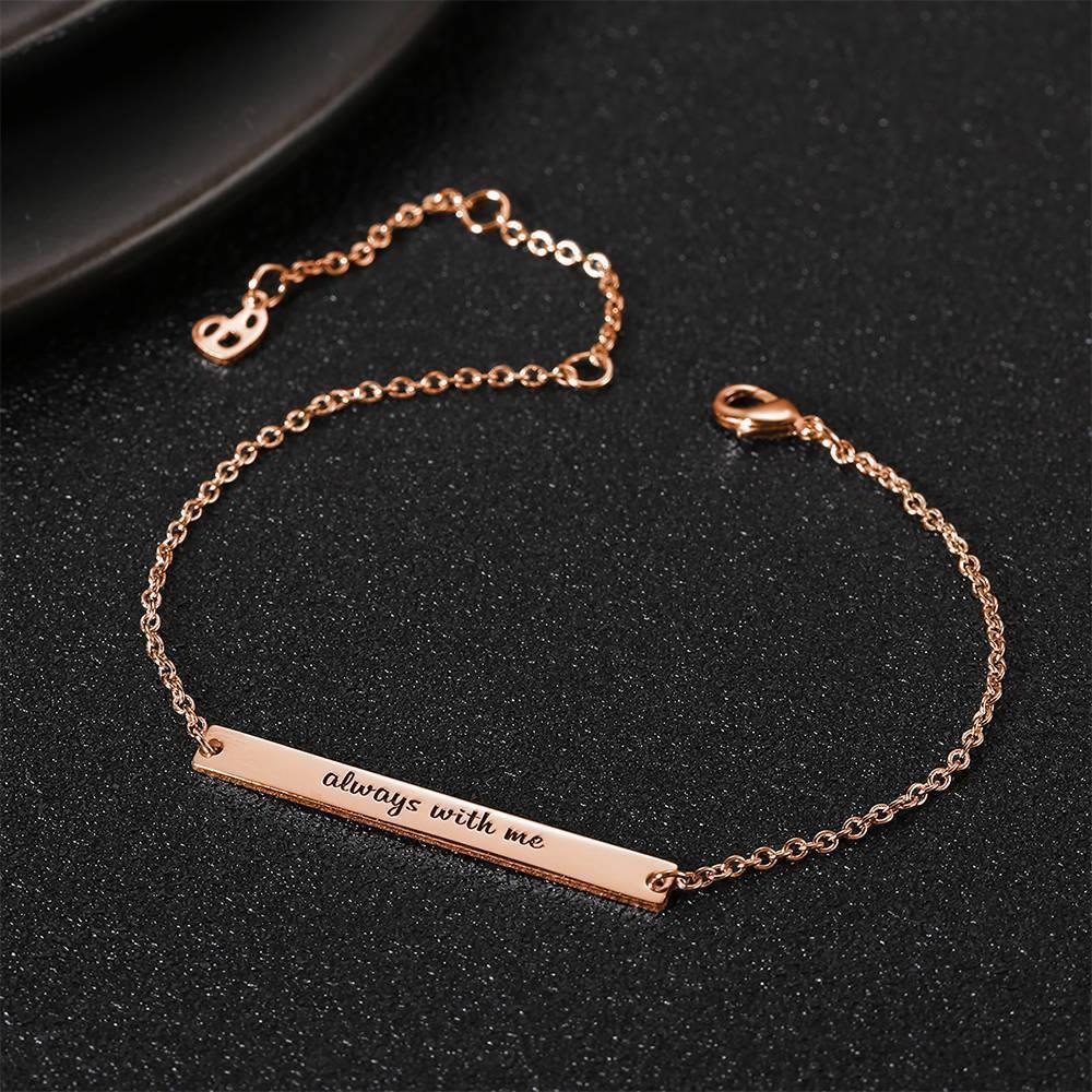 Custom Engraved Bar Bracelet, Bridesmaid Gift Rose Gold Plated - Rose Gold detail