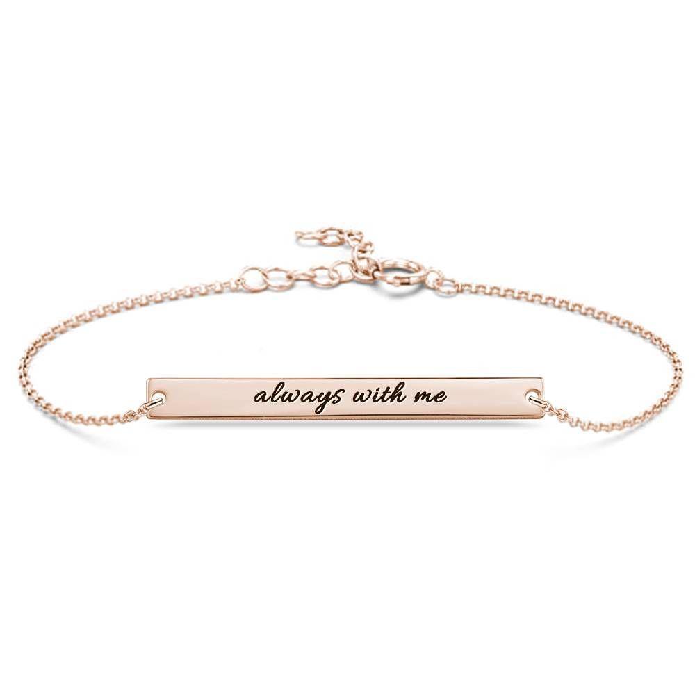 Custom Engraved Bar Bracelet, Bridesmaid Gift Rose Gold Plated - Rose Gold - soufeelus