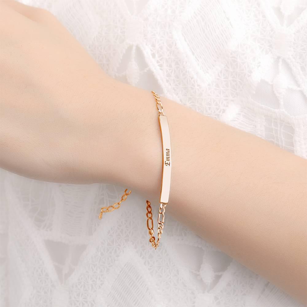 Custom Engraved Bracelet Name Bracelet Rose Gold Plated - soufeelus