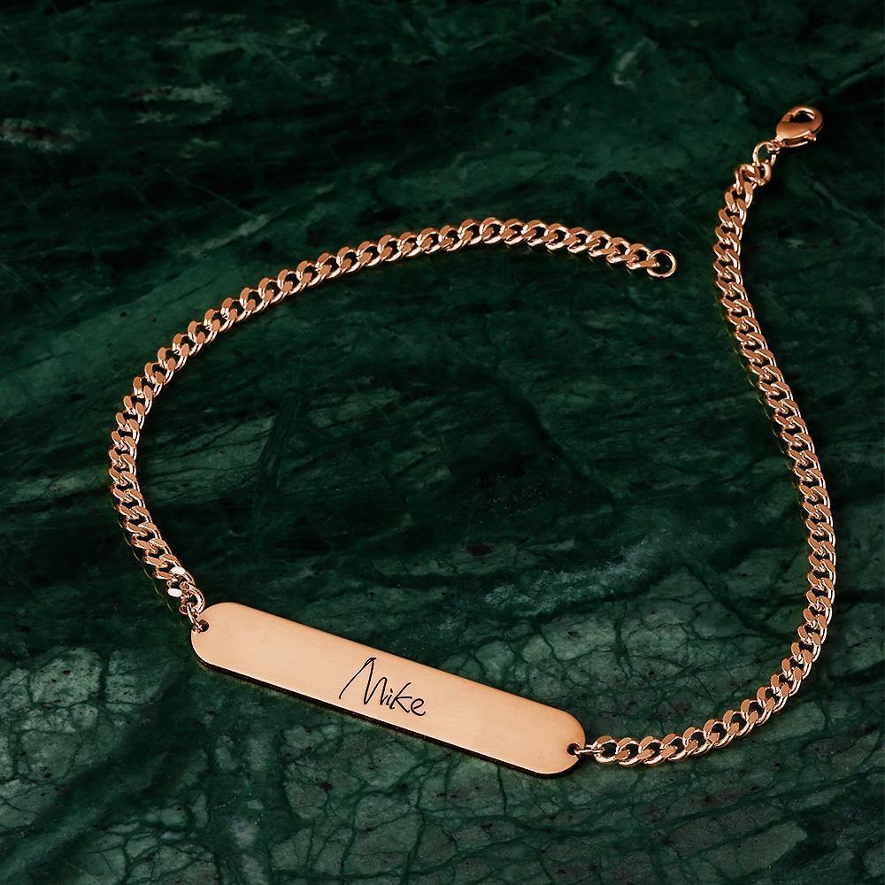 Men's Bracelet Men's Bracelet Old English Name Bracelet Name Bracelet Personalised Gift -Rose Gold - soufeelus