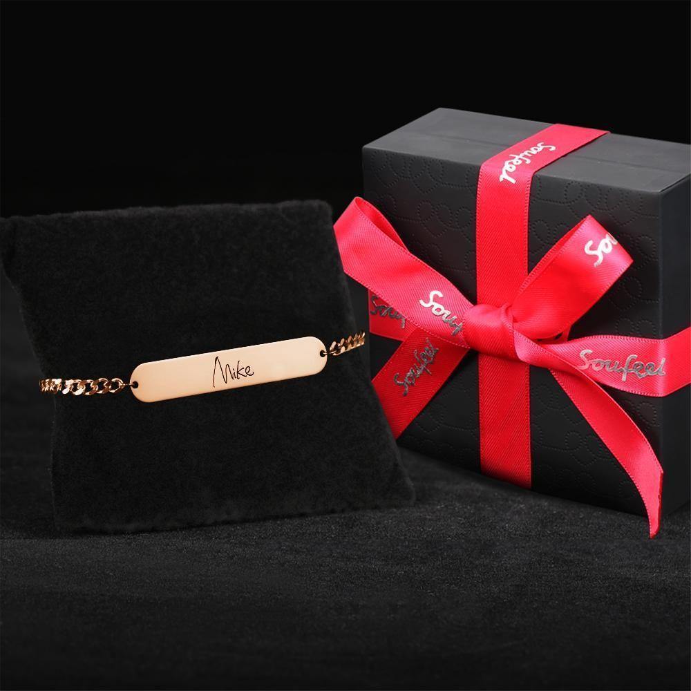 Men's Bracelet Men's Bracelet Old English Name Bracelet Name Bracelet Personalised Gift -Rose Gold - soufeelus