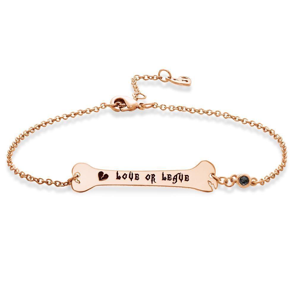 Engraved Bracelet Gifts Bone Bar Bracelet with Broken Heart Memorial Gifts Rose Gold Plated - soufeelus