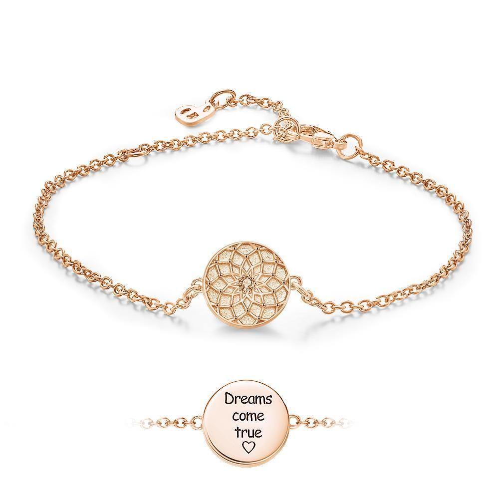 Engraved Bracelet Dream Catcher Bracelet Wishing Dream Gift for Her Rose Gold Plated - soufeelus