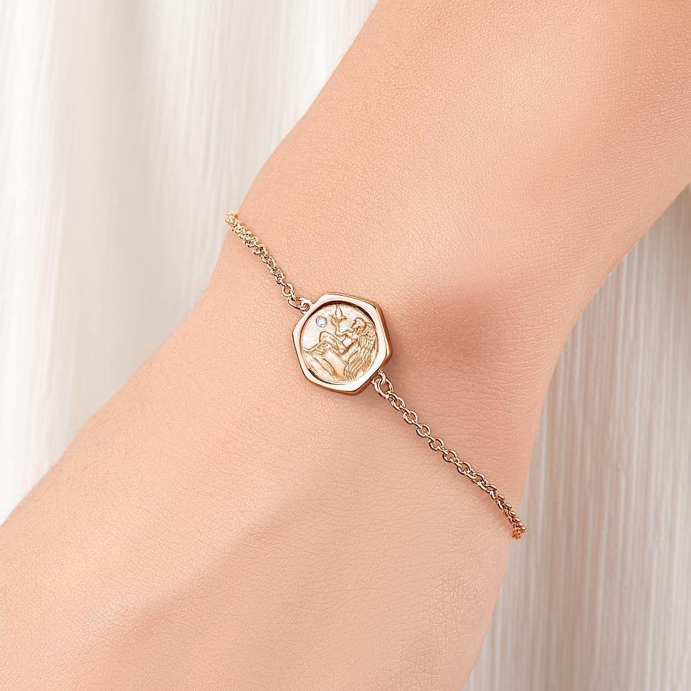 Engraved Bracelet Victory Wishing Coin Bracelet Gift for Her Rose Gold Plated Silver - soufeelus