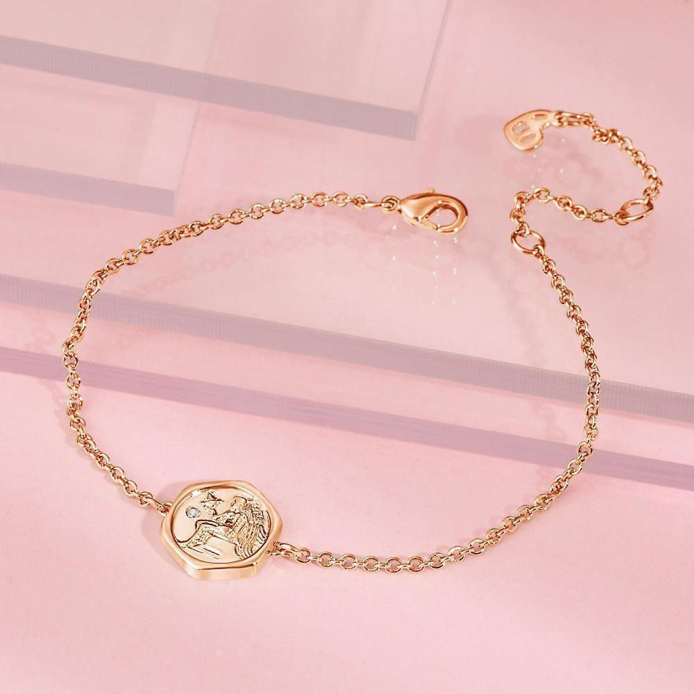 Engraved Bracelet Victory Wishing Coin Bracelet Gift for Her Rose Gold Plated Silver - soufeelus