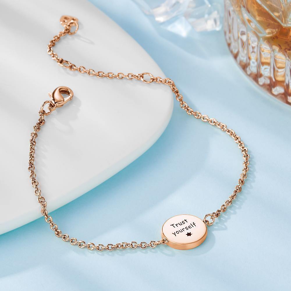 Engraved Bracelet with Sunshine Bracelet Gift for Her Rose Gold Plated Silver - soufeelus