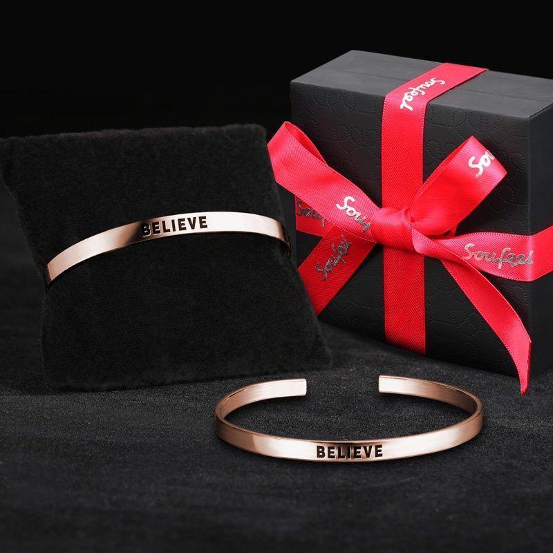 Engraved Bangle Rose Gold Plated Silver - soufeelus