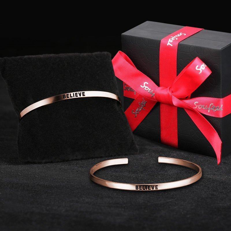 Engraved Bangle Rose Gold Plated Silver - soufeelus