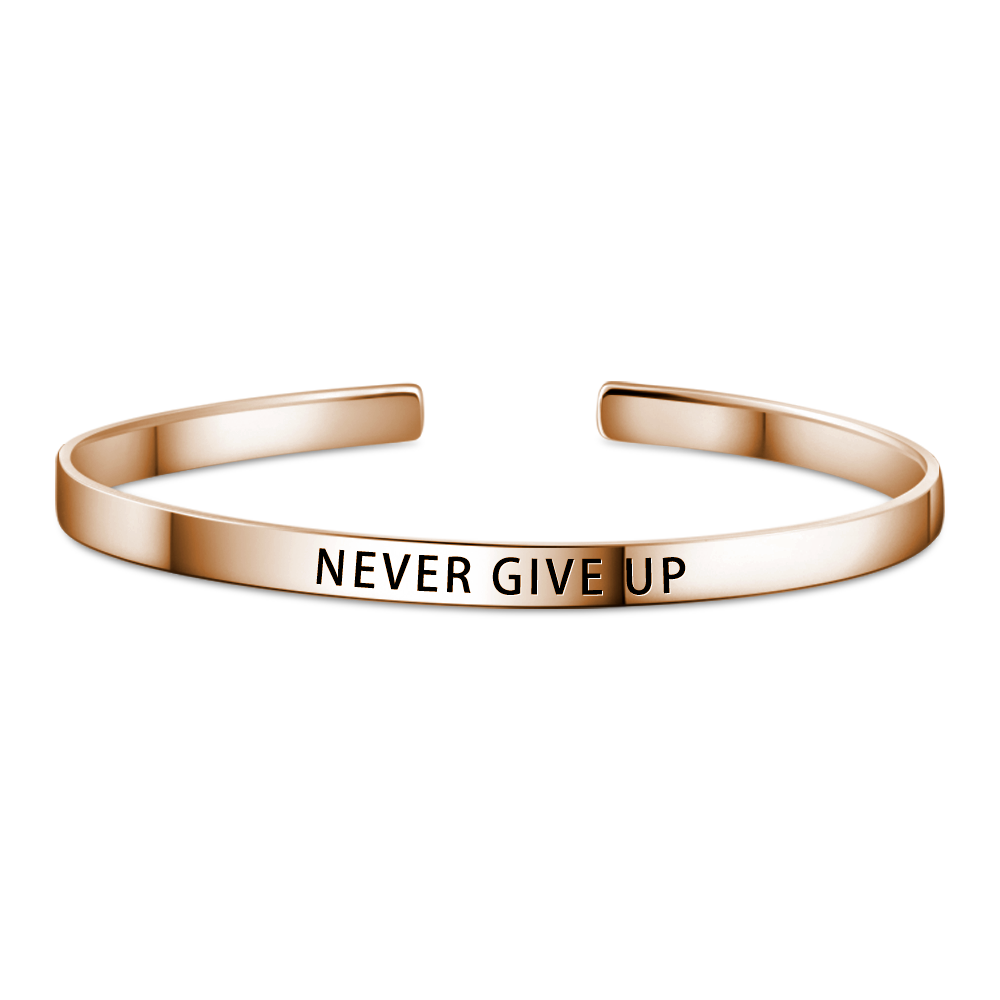 NEVER?GIVE?UP Bangle Rose Gold Plated - soufeelus