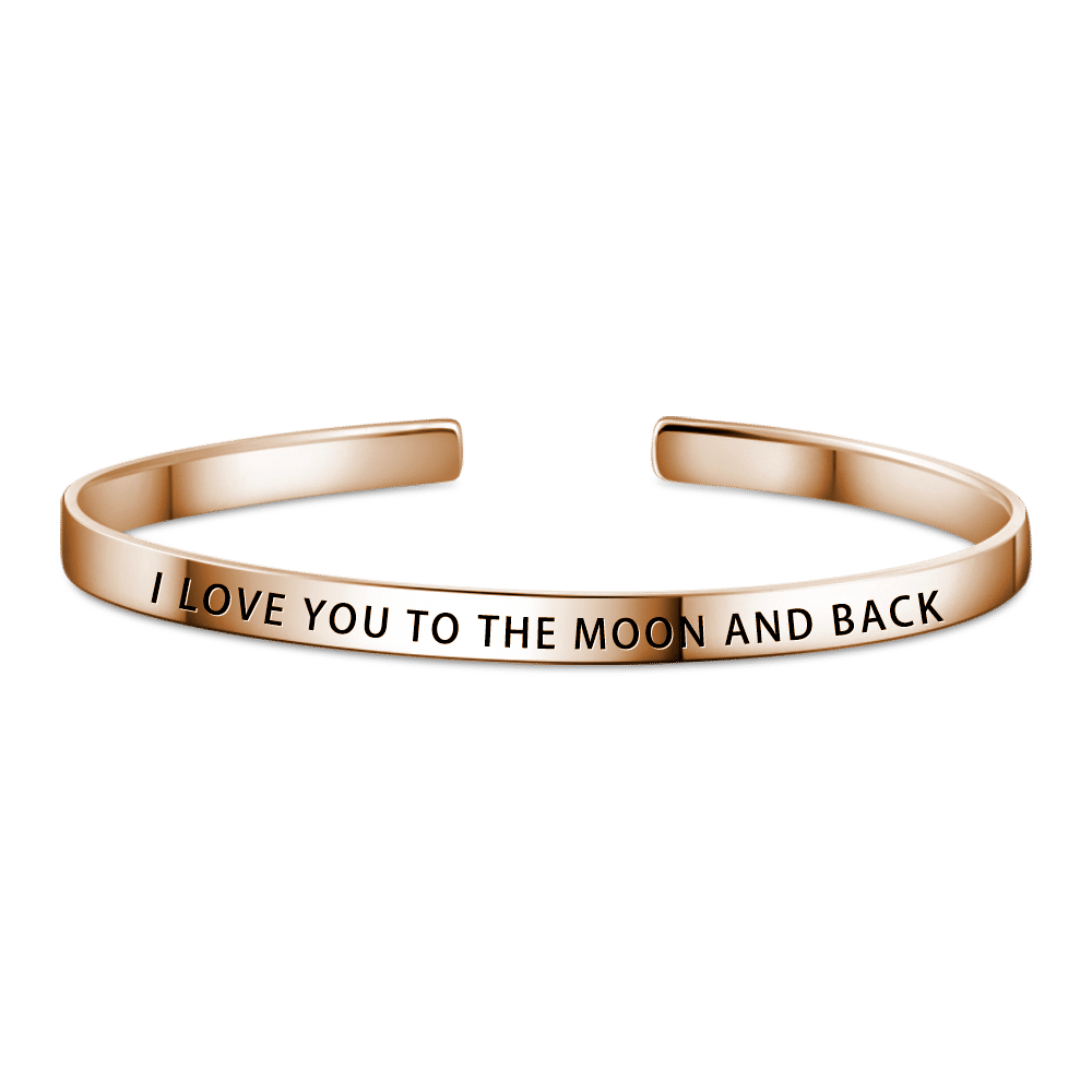 I?LOVE?YOU?TO?THE?MOON?and?BACK Bangle Rose Gold Plated - soufeelus