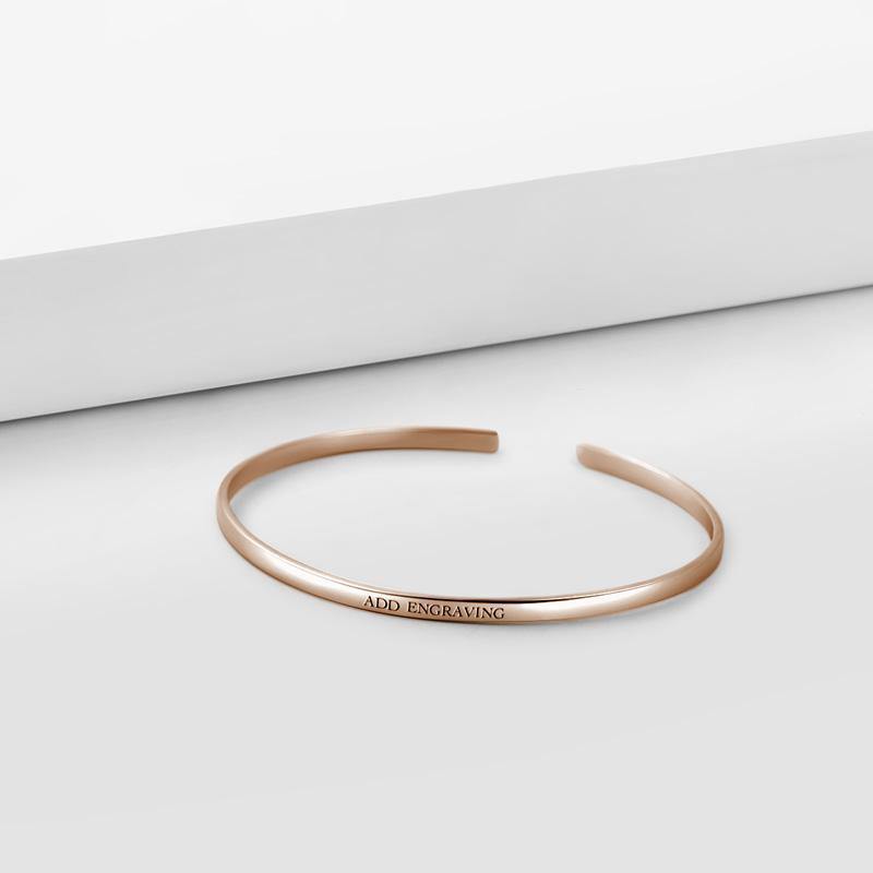 Engraved Bangle Rose Gold Plated Silver - soufeelus