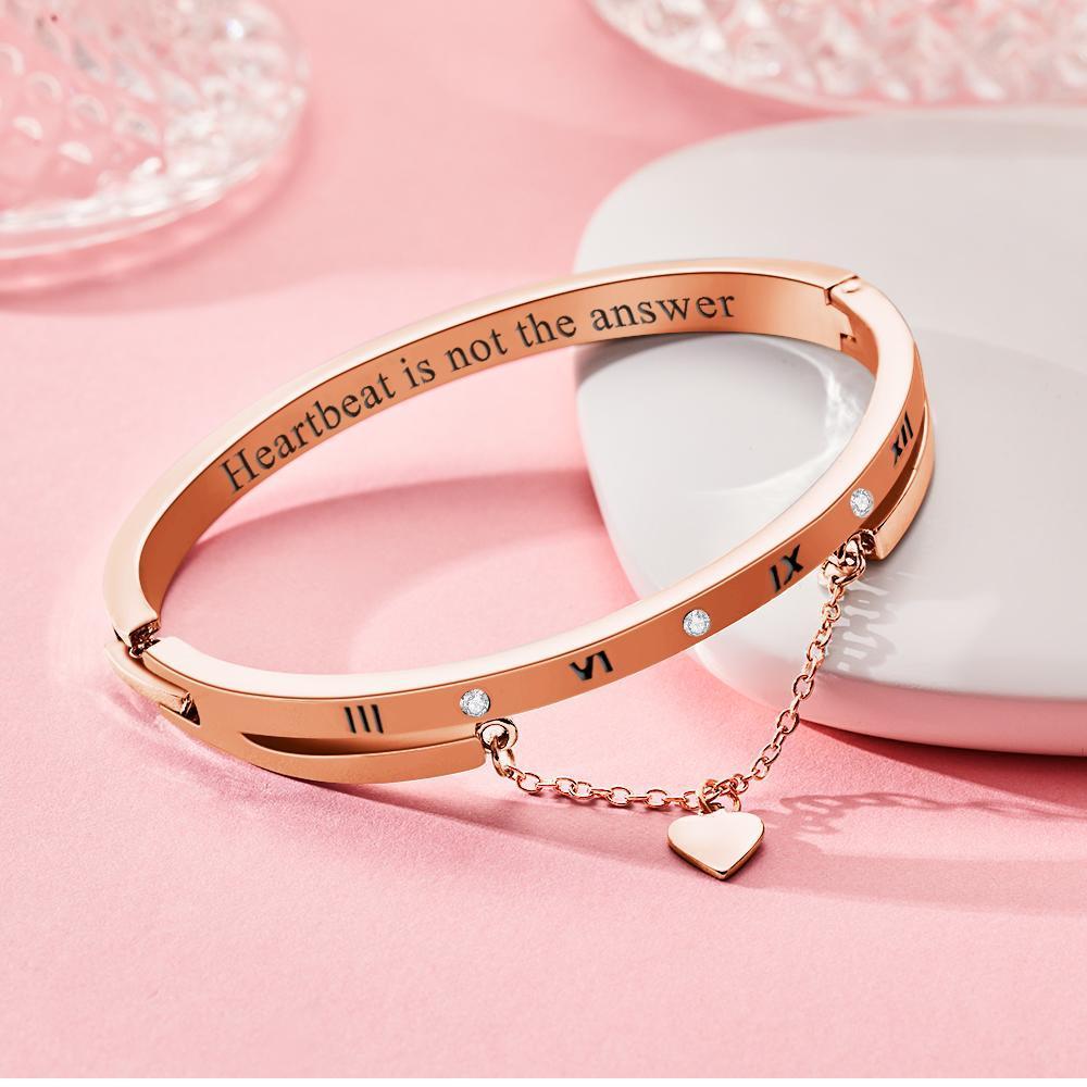 Custom Engraved Bracelet with Heart Numeral Bracelet for Lovers