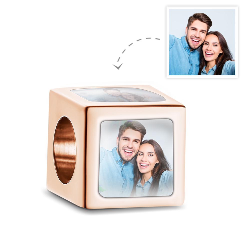 Custom Four-Sided Photo Charm Square Copper Charm Creative Gift for Women - soufeelus