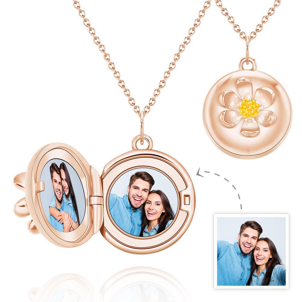 Custom Photo Necklace Daisy Pendant Creative Couple Gifts - soufeelus