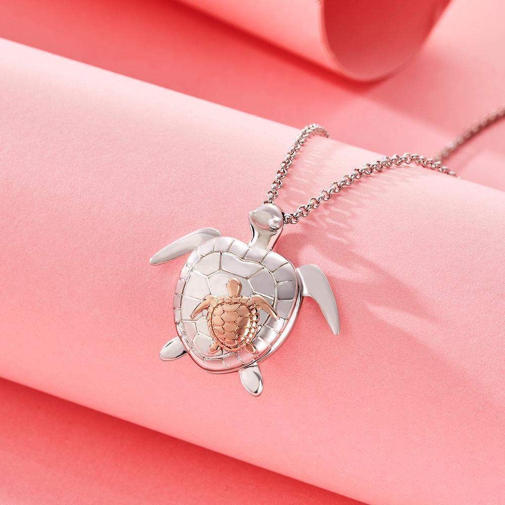 Custom Photo Engraved Necklace Sea Turtle Locket Necklace Gift for Women