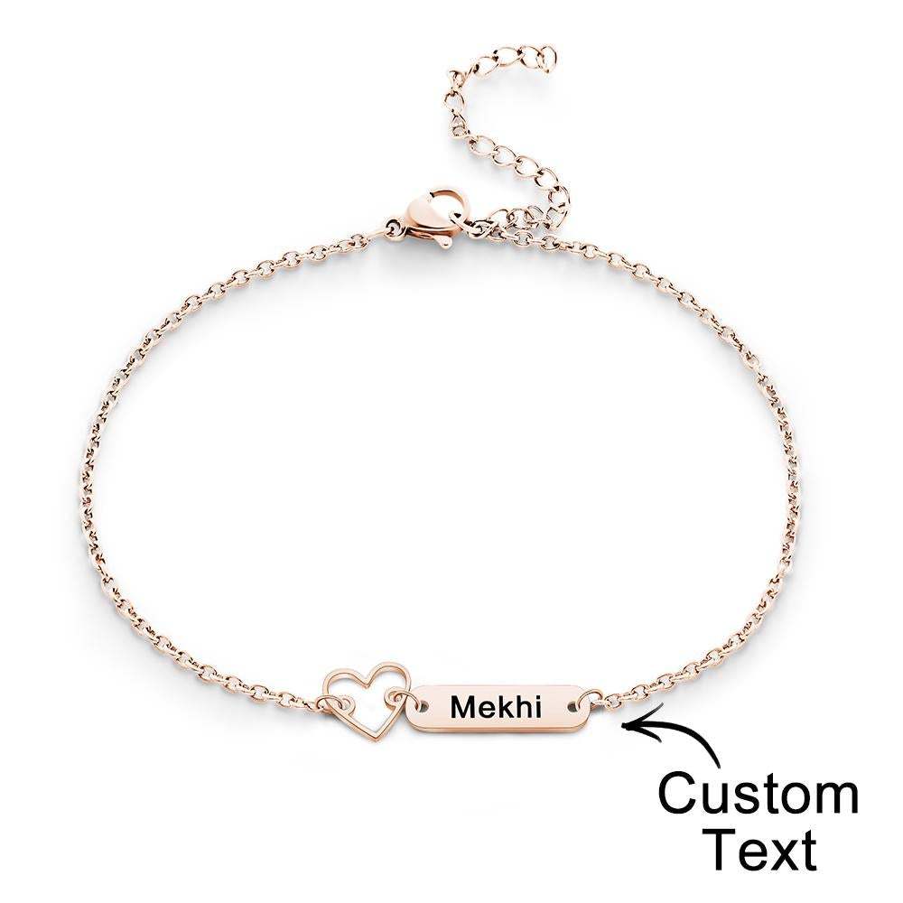 Custom Engraved Name Bracelet with Heart Charm Gift for Love