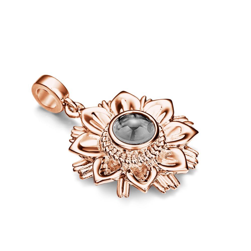 Projection Sunflower Personalized Photo Pendant Dangle Charm Personalize Your Wonderful Moment with Your Lover - soufeelus