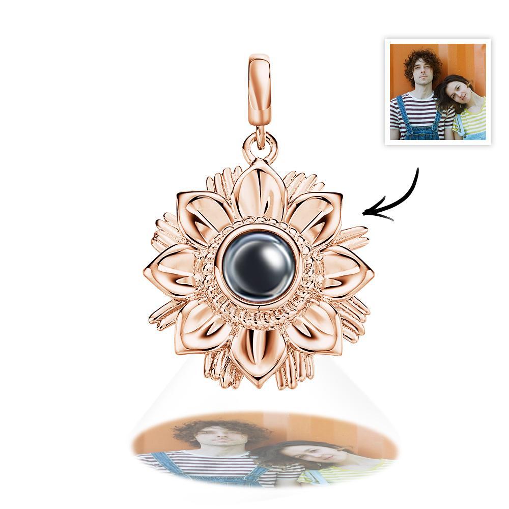 Projection Sunflower Personalized Photo Pendant Dangle Charm Personalize Your Wonderful Moment with Your Lover - soufeelus