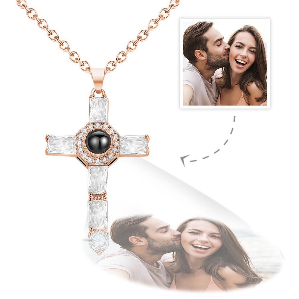 Custom Photo Projection Necklace Cross Commemorative Gifts - soufeelus