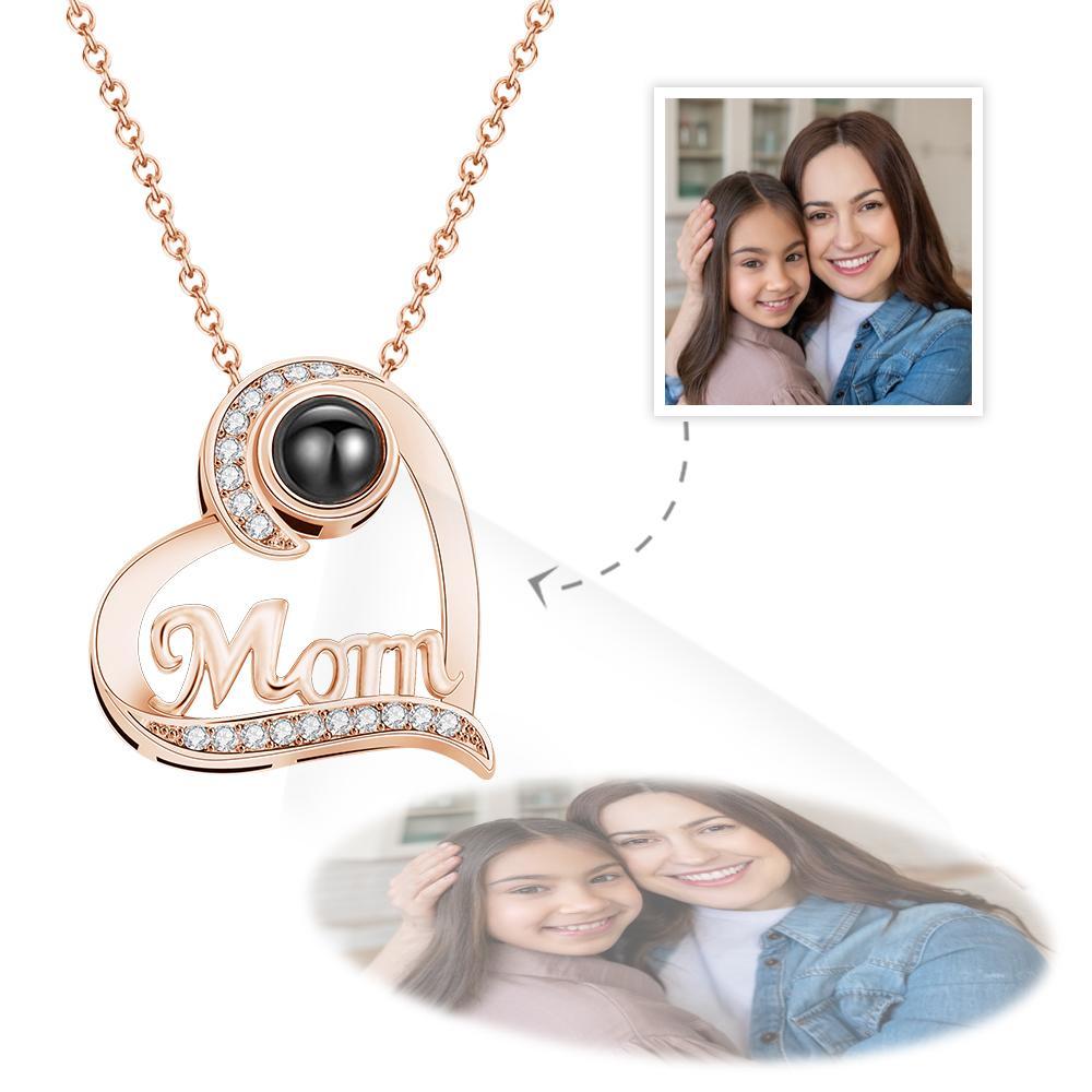 Custom Projection Necklace Heart-shaped Gifts for Mom - soufeelus