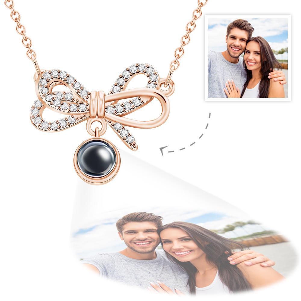 Bow Photo Projection Necklace Customized Elegant Picture Inside Jewelry Valentine's Day Gifts - soufeelus