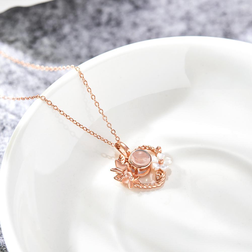 Custom Projection Necklace Heart-shaped Flowers Design Gifts - soufeelus