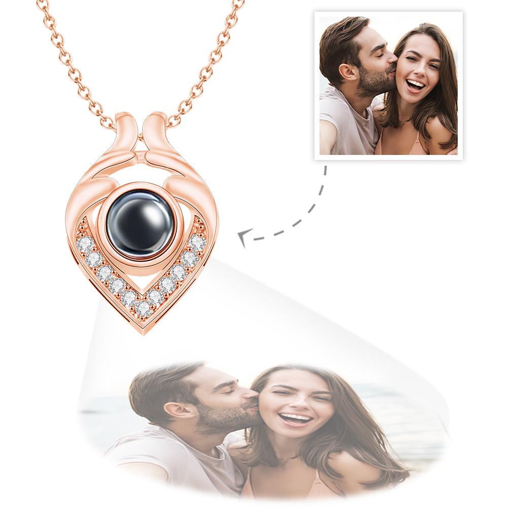 Custom Photo Projection Necklace Personalized Heart Projection Necklace Creative Gift - soufeelus