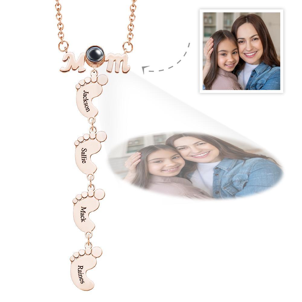 Custom Projection Engraved Necklace Funny Feet Mother's Day Gifts - soufeelus