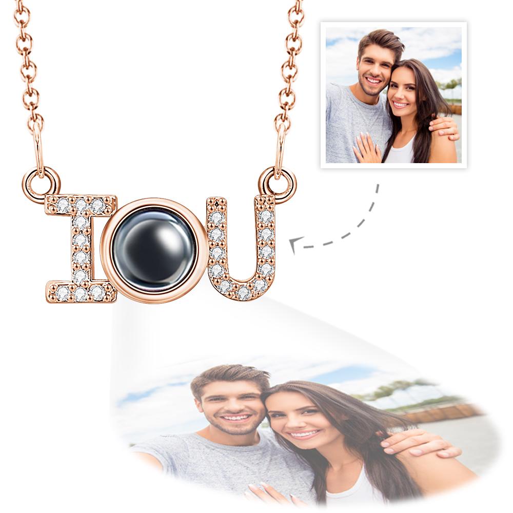 Custom Projection Necklace I Love U Romantic Memorial Couple Gifts