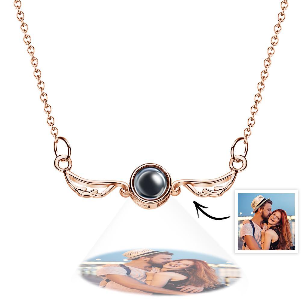 Angel Wing Projection Necklace Personalized Picture Inside Pendant Keepsake Jewelry Trendy Best Friend Gift - soufeelus