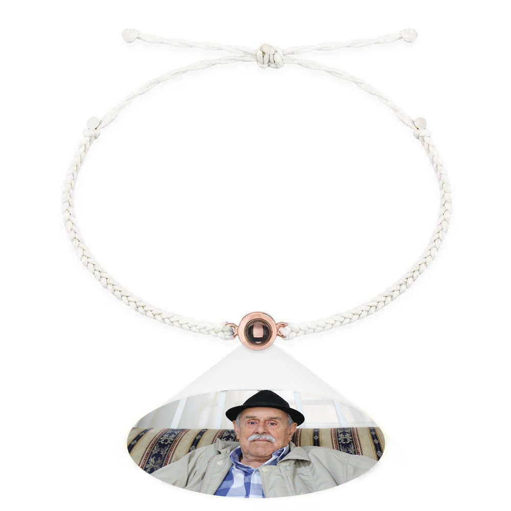 Personalized Photo Projection Couple Bracelet Braided Black Rope Bracelet Gift for Parents and Grandparents - soufeelus