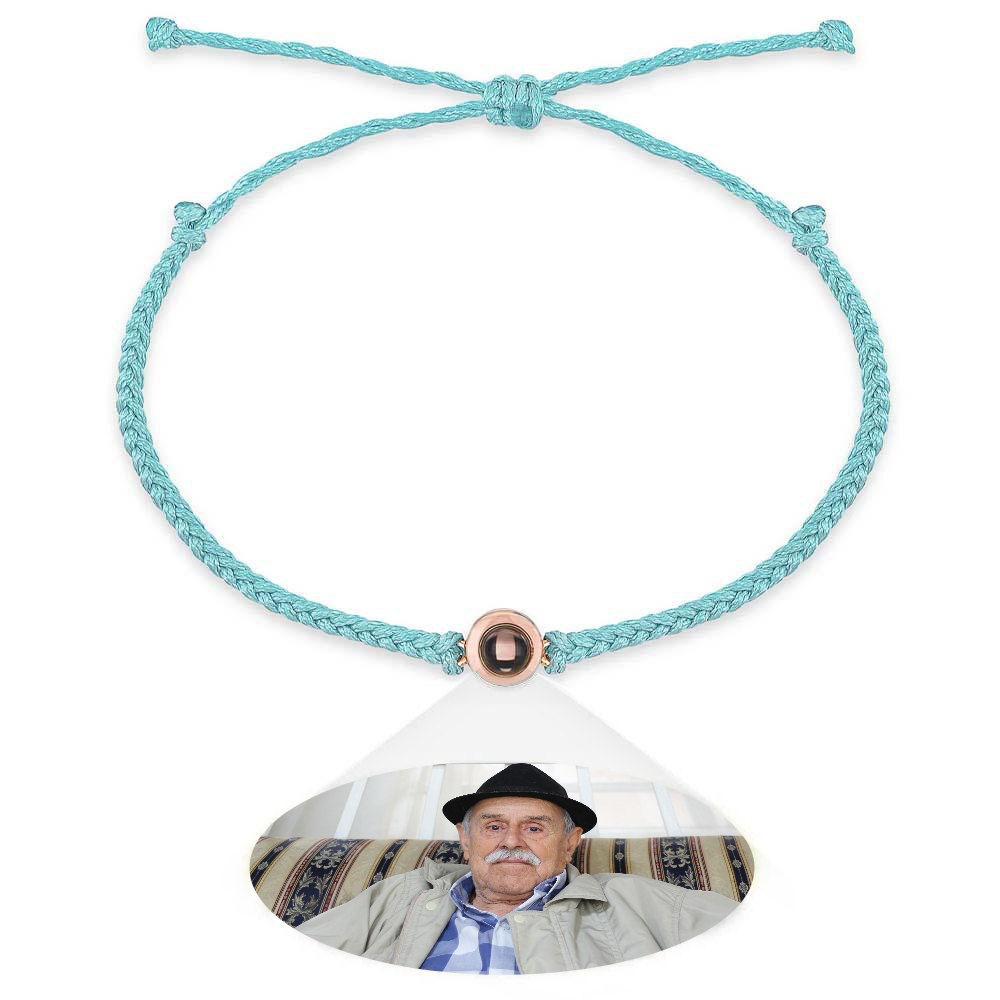 Personalized Photo Projection Couple Bracelet Braided Black Rope Bracelet Gift for Parents and Grandparents - soufeelus
