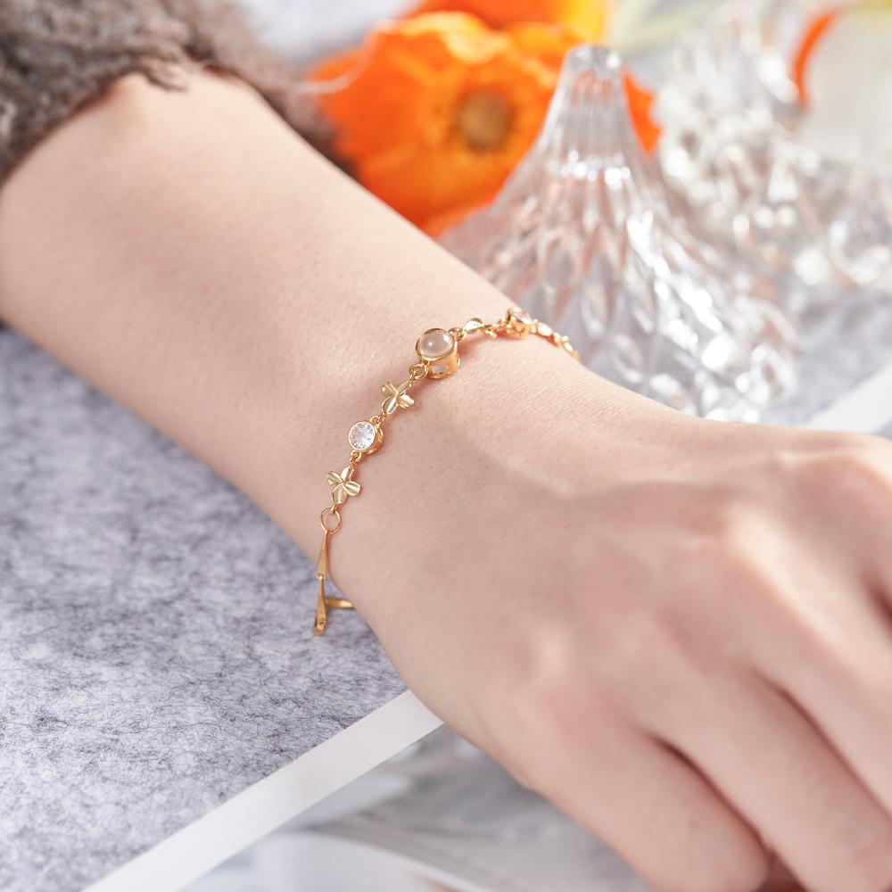 Custom Photo Projection Bracelet Four-leaf Clover Projection Bracelet Gift for Women - soufeelus