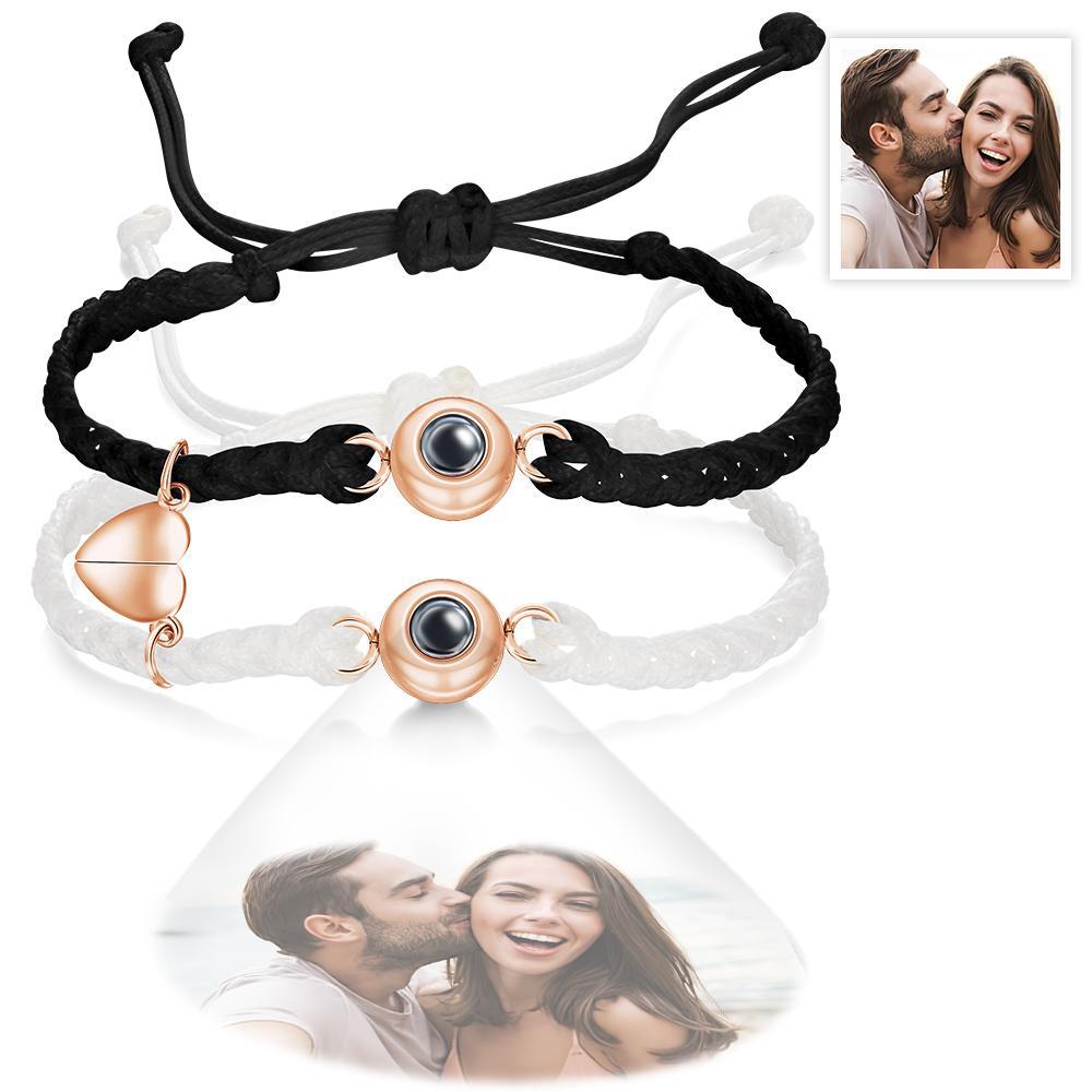 Custom Photo Projection Bracelet Woven Magnetic Bracelet Anniversary Gift - soufeelus