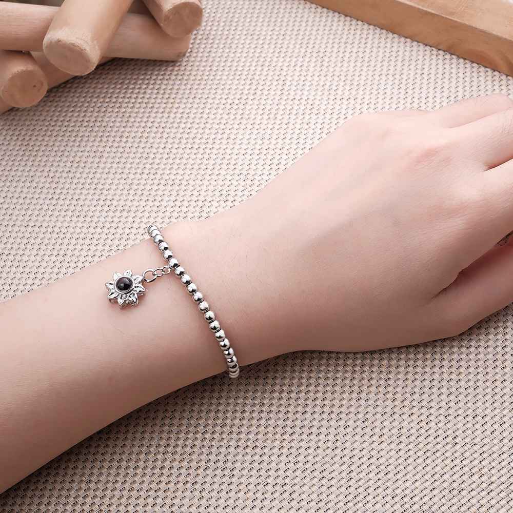 Personalized Photo Projection Sunflower Bracelet Exquisite Memorial Bracelet Jewelry For Her - soufeelus
