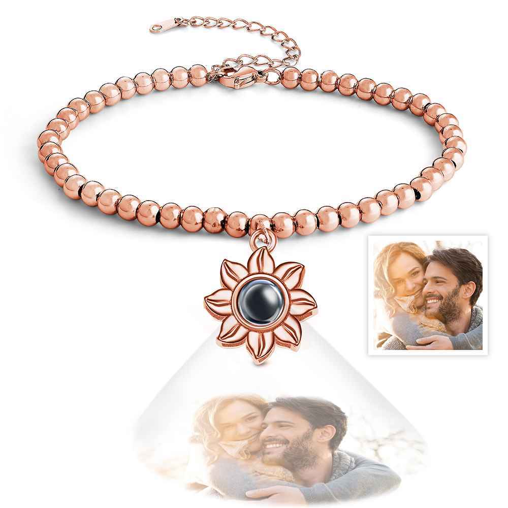 Personalized Photo Projection Sunflower Bracelet Exquisite Memorial Bracelet Jewelry For Her - soufeelus