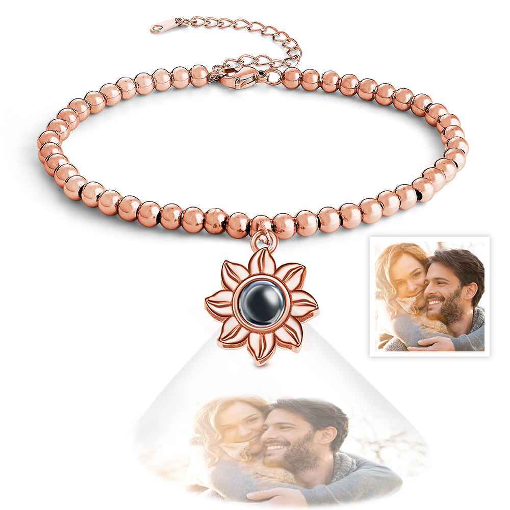 Personalized Photo Projection Sunflower Bracelet Exquisite Memorial  Bracelet Jewelry For Her - soufeelus