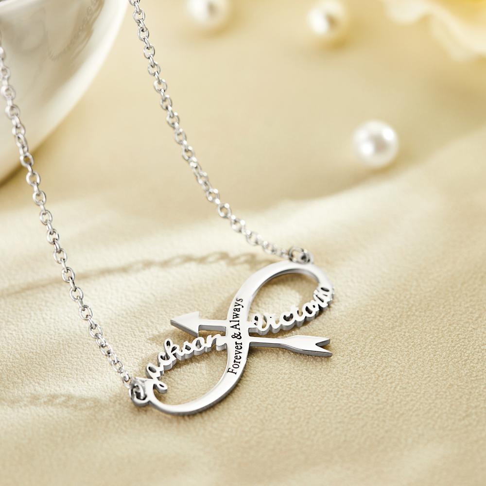 Custom Engraved Necklace Infinity Name Pendant Necklace Birthday Gift - soufeelus