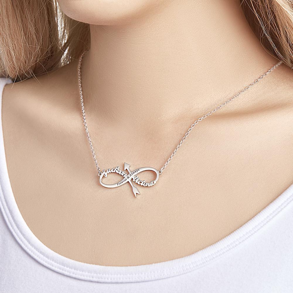 Custom Engraved Necklace Infinity Name Pendant Necklace Birthday Gift - soufeelus